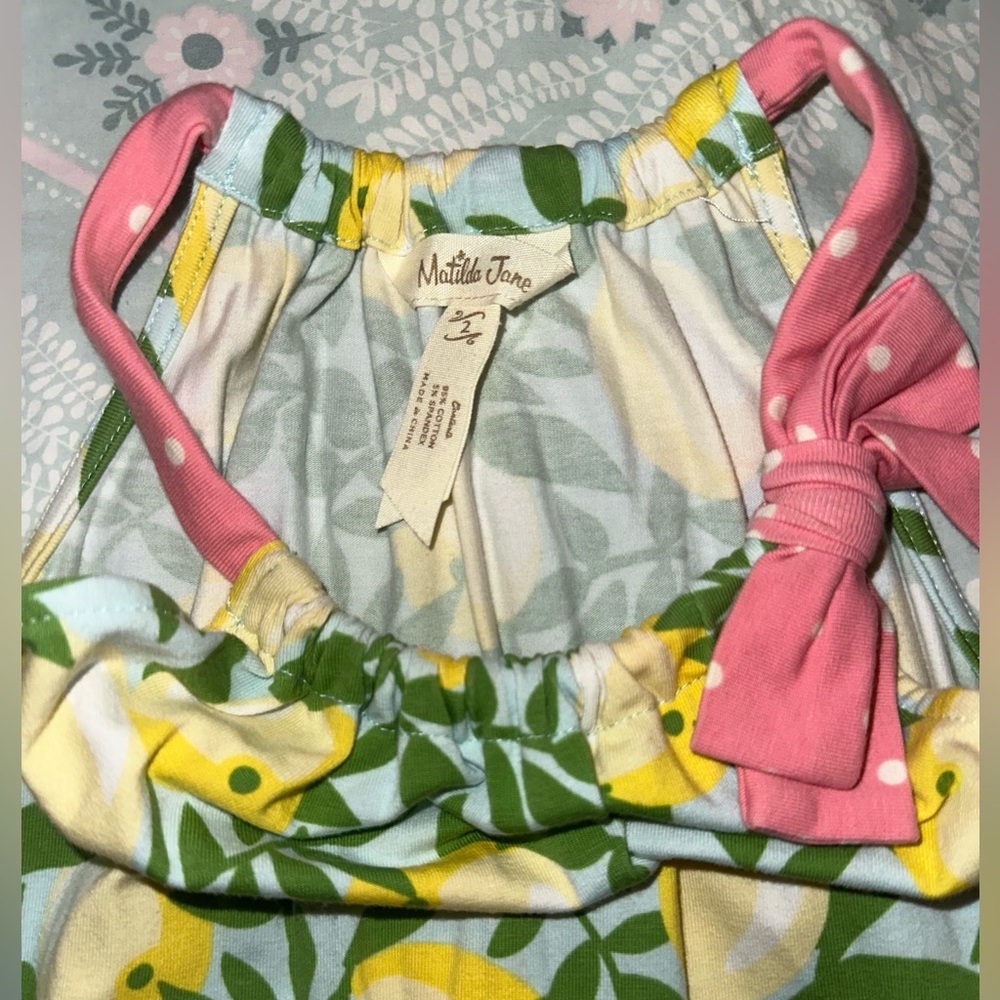 Matilda Jane Lemon Print Dress with Pink Bow - Picture 2 of 4